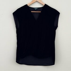 Lauren Ralph Lauren Black Halpersia Velvet Wrap Sleeveless Top Size Small